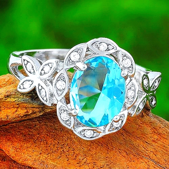 💫Sky Blue and White Sapphire Ring💫 - Picture 1 of 8